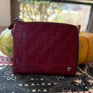 Pierre Cardin Burgundy Leather L Zip Wallet Cardholder, EUC
